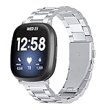 JOPLKOL Stainless Steel Strap Compatible with Fitbit Versa 4 / Fitbit Sense 2 / Fitbit Versa 3 / Fitbit Sense, Adjustable Metal Watch Bands Bracelets (Silver) - Image 1