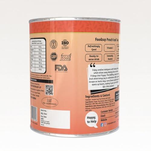 Image of Chaizup Premium 1 Min Instant Peach Iced Tea Premix - 500g Cans (Pack of 2) | Peach Iced Tea Flavours | Approx. 72 Servings | 1kg
