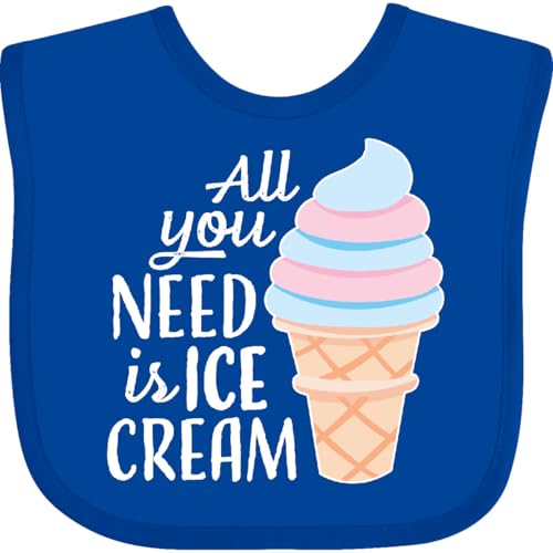 inktastic All You Need Is Ice Cream with Ice Cream Cone Baby Bib Royal Blue 36048