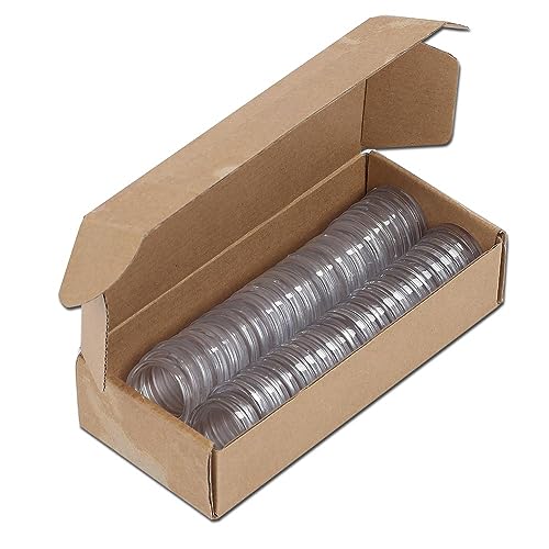 50 cápsulas transparentes para monedas, con caja miniatura 1