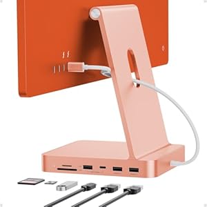 PULWTOP USB C HUB for iMac 24 inch 2021/2023/2024, 7 in 1 USB Hub Adapter iMac Accessories for iMac M1/M3/M4 with USB C/A SD/TF, Docking Station Support Expand M.2 SSD (NOT Included) - Orange