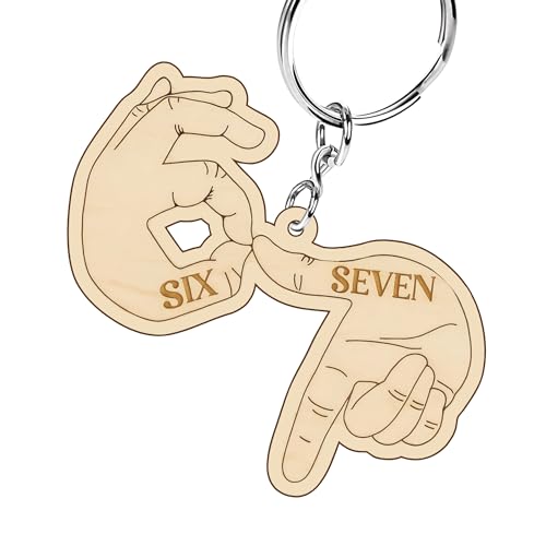 KATINAT 67 Meme Keychain Wooden 6-7 Popular Six Seven Internet