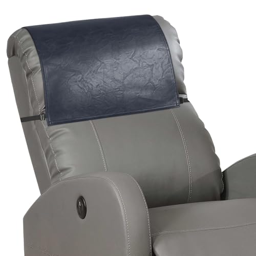 Xmntdo Recliner Headrest Protector,Non Slip Waterproof Headrest Cover,Leather Recliner Headrest Cover for Sofa,Furniture,Living Room,Office Chair 17x27 in(Dark Blue)