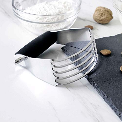 Pastry Dough Blender - Stainless Steel 5 Blade Pastry Dough Blender - Professional Commercial Grade Hand Held Egg Flour Cheese Mixer Cutter (Pastry blender &Scraper)