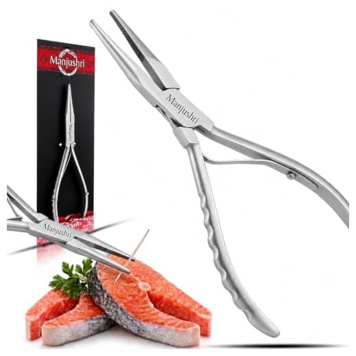 Manjushri Precision 6 Inches Fish Pin Bone Pliers Tweezers for Removing, Plucking and Pulling Pin Bones (Silver)