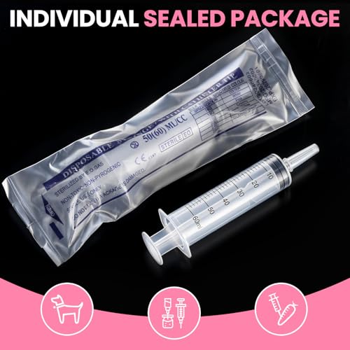 Image of 18 PCS 60ml Oral Syringe With Cap, Plastic Syringes without Needle for Medicine Dropper, Feeding Pets, Liquid Measuring, Handicrafts, Individually Sealed, Luer Slip