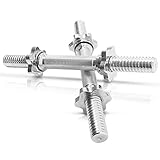 GORILLA SPORTS® Kurzhantelstange - Einzeln oder 2er Set, 30mm Durchmesser, 42cm lang, bis 100kg Belastbar, mit Sternverschlüssen, Rutschfest, Gerändelt, aus Chrom - Hantelstangen Kurz