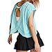 Workout Tops for Women Drop Sleeve Open Back Cropped Tees Yoga Gym Running Shirts Cute Casual Summer Tops Y2K Clothes