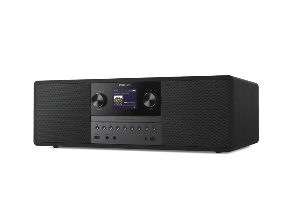 Philips Micro Système Musical TAM6805, 50W Tout-en-Un avec Radio Internet, Bluetooth, Spotify Connect, USB, Lecteur CD, Dab+, FM, Haut-parleurs Bass Reflex – Système Audio Compact pour Maison et Bure