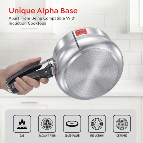 Image of Prestige Nakshatra Pro Plus Svachh Aluminium Gas & Induction Compatible Spillage Control Inner Lid Pressure Cooker Handi 2 L Silver