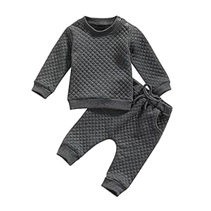 Newborn Baby Boy Girl Clothes Gender Neutral Sweatsuit Unisex Solid Outfit Long Sleeve Warm Pullover Pant Set