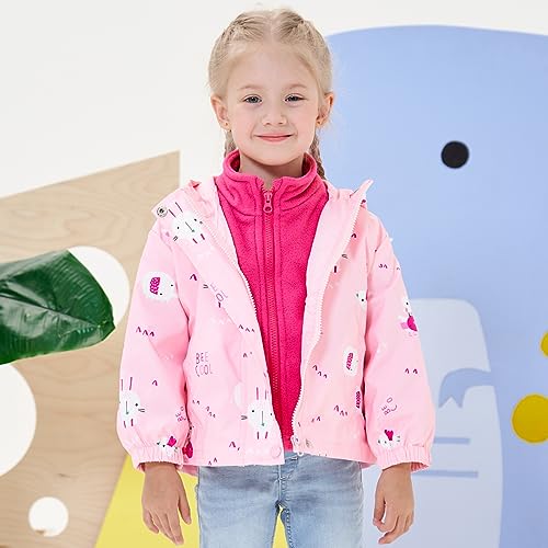 famuka Toddlers 3 in 1 Jacket Boys Girls Hooded Windbreaker Outerwear Little Kid Fleece Coat2