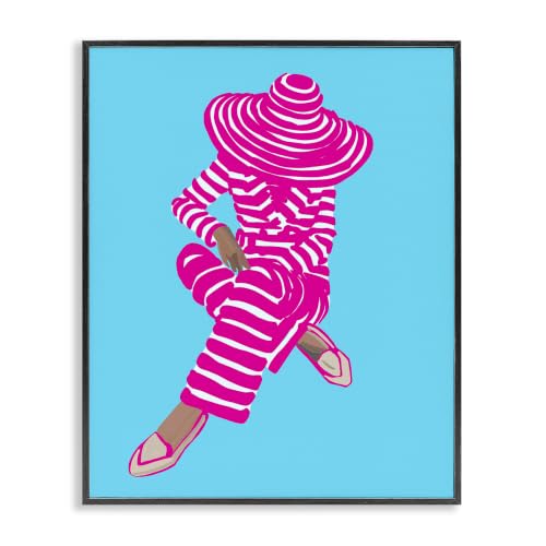 Pop Style Fashion Woman Sitting, 11 x 14 Inch Framed Giclée Print