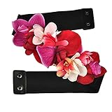 cinturones de flores rojas Elegante faja cintura: las flores y las hojas hechas de tela duradera están cuidadosamente ensambladas en la faja cintura, el estilo especial de la flor te hace lucir fresca y atractiva.