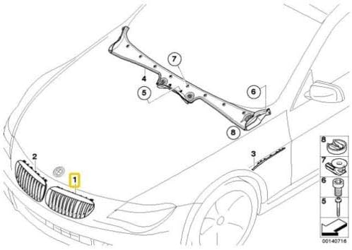 BMW Genuine Grill/Grille LEFT for 645Ci 650i M6