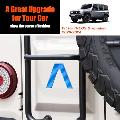 Image of Tailgate Decal Soft Carbon Fiber Car Body V-Shaped Sticker Compatible with INEOS Grenadier 2020-2024 Car Tailgate Sticker Decorative Accessories(Blue)
