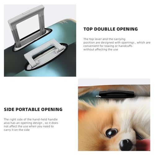 Travel Luggage Covers For Suitcase, Cute Little Pomeranian Elastic Suitcase Protector Washable Anti-Scratch Suitcase Baggage Cover Luggage Protector Fits 18-32 Inch Luggage4
