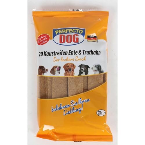 10x 20 Stück Kaustreifen Ente und Truthahn Perfecto Dog Leckerli 10x200g