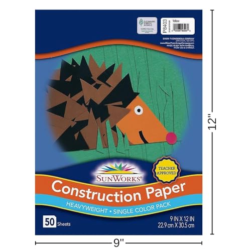 Papier de construction épais jaune Sunworks pour découpage facile sans déchirure - 5