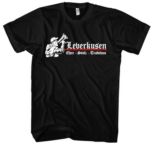 Leverkusen Ehre und Stolz Herren T-Shirt | Fussball Ultra Skyline Trikot Sport Shirt | M3 Schwarz (M)
