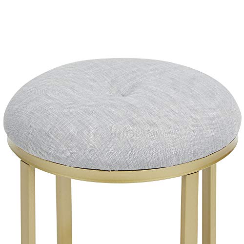 Silverwood Mia Upholstered Metal Round Vanity Seat, Grey - Thumbnail 4