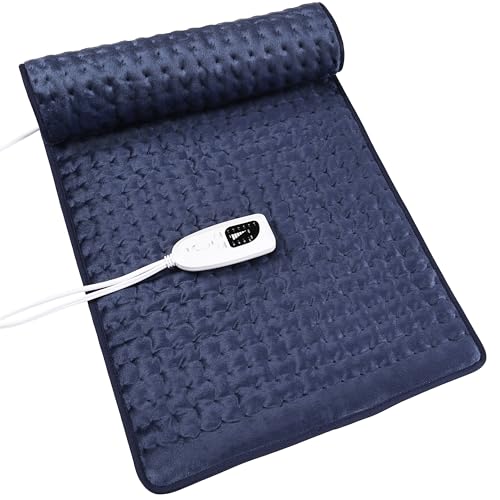 Image of Heating Pad Electric Heat Pad, Hot Heated Pad,Multiple Temp and Timer Settings,Suitable for Shoulders, Neck, arms, Abdomen, Back, Legs, etc. (Navyblue, 24 inchX12 inch)