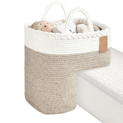 Cesta de escalera – Cesta de escalera tejida a mano, organizador de escalones tejido plegable con asa portátil, pnier de ropa sucia para escalera | Cubo en forma de L para herramientas, oficina