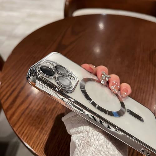 Housse de charge sans fil iPhone 14 Pro Max et étui antichoc argenté
