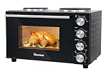 HomeTronix 30L Mini Oven: Grill Baking Cooking, Compact & Portable Design, Double Hot Plate, 3 Cooking Functions, Accessories Included - Efficient and Classic