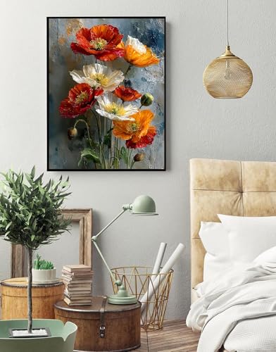 Image of Eiazuiks Stamping Cross Stitch Kit, Flower Counting Cross Stitch Kit for Adult Beginners, Full Line DIY Stitching Kit for Home Decor Cross Stitch Patterns 12x16 inches