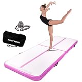 AirMat Nordic Air Mat Tumble Track 10ft/13ft/16ft/20ft/26ft with Electric Air Pump, Inflatable Gymnastics Mat for Home, Best for Gymnastics, Cheerleading, Yoga - 3'3' Wide and 4' Thick, Tumbling Mat (10ft, Pink)