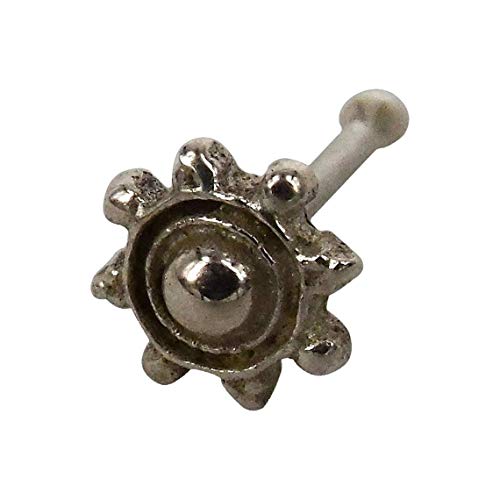 Tiny Sterling Silver Ball End Nose Stud 20G Tribal Indian Nose Rings Screw Studs Body Nose Piercing Jewelry Nostril Jewelry Face Piercing (NS39)