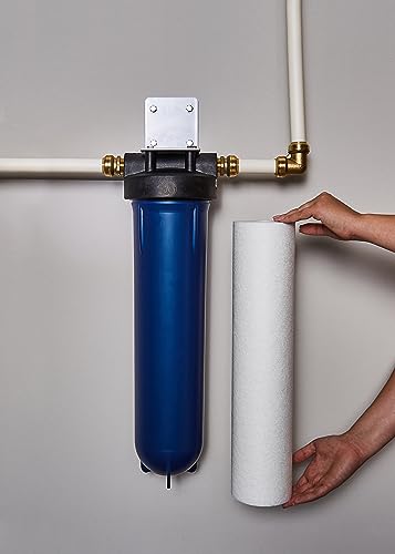 Image of GE Heavy Duty Whole House Water Filtration System & Filter | Reduces Sediment, Rust & More | Install Kit & Accessories Included | GXWH60T, FXWPT
