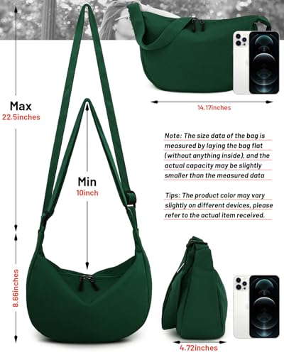 Image of Crossbody Crescent Bag for Women Men Trendy, Crescent Sling Bag with Adjustable Strap, 2 Zippers Lightweight