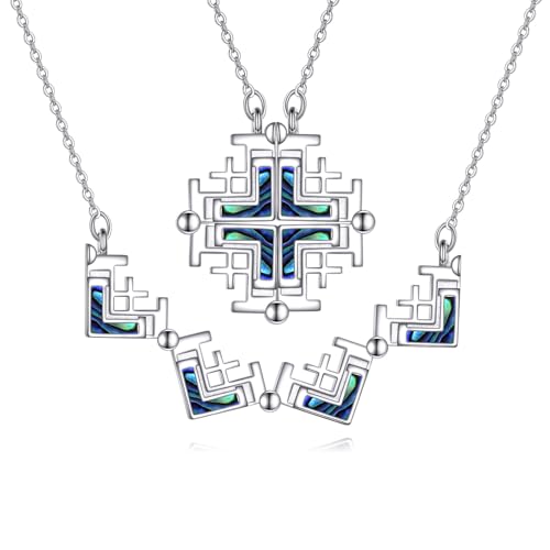 AXELUNA Jerusalem Cross Necklace Sterling Silver Folding Cross Pendant Cross Jewelry Gift for Women