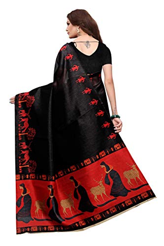 Image of AKHILAM Women's Bhagalpuri Silk Saree With Unstitched Blouse