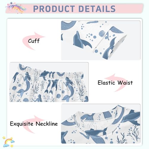 ALAZA Mermaid Dolphin Seashell 2 Piece Pajama Set Long Sleeve Top and Pants Sleepwear Unisex4