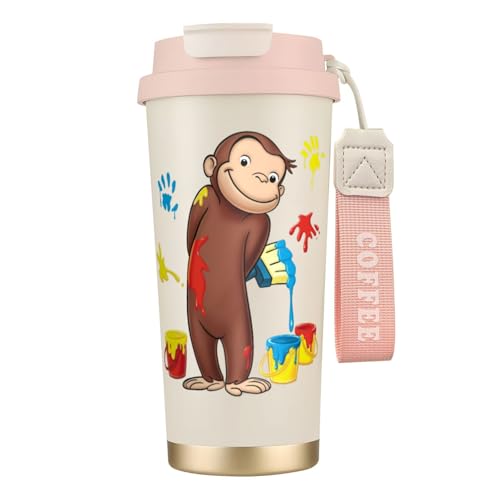 タンブラー コーヒー おさるのジョージ 水筒 ステンレス ボトル 魔法瓶 オフィス マグカップ カフェマグ 車用 マグボトル 真空断熱 保温 保冷 ふた付き 直飲み 広口 漏れない 二重構造 持ち運び 500ml