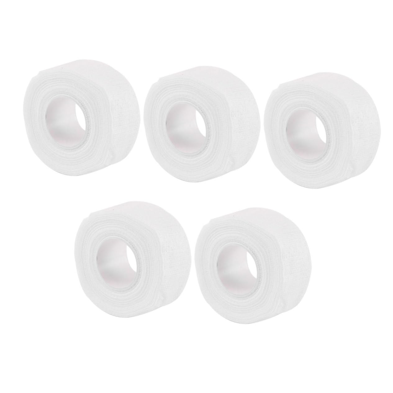 minkissy 5pcs Cotton Elastic First Aid Tape Sports Tape White Athletic Wrap Snatch Bandage Wrap for Men Women Self-Adhesive Essential for Home Outdoor Activities
