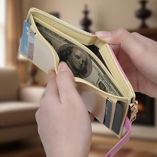 Image of PALAY Kawaii Girls Card Holder Wallet Card Bag Cash Coin Purse Multi Layer Zipper Wallet Purse Embroidered Cartoon Dachshund PU Coin Purse Gift for Girls, 10.5x8.5x2cm