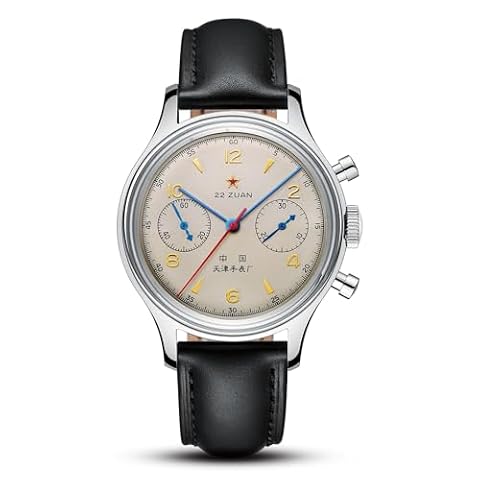 Sea Gull Męski mechaniczny zegarek na rękę, Seagull 1963 Lotnictwo Pilot Chronograf Mechaniczny Zegarek Ręczny Nakręcany Zegarek Międzynarodowy GD 1963, ST1901, czarne, pasek