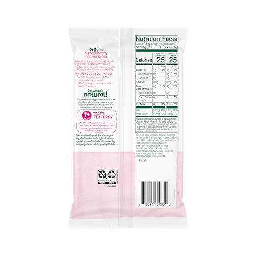 Little Bellies Organic Strawberry Pick-Me Sticks Baby Snack (Pack of 5 x 0.56 oz Individual Packs)