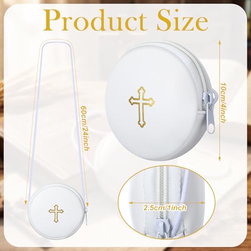 Image of Leather Communion Burse for Pyx, Catholic Pyx Case with Strap for Communion Host Priests Deacons Gifts