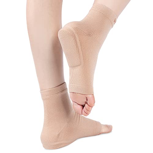 WalkMii Heel Protector Compression Sleeve Socks, Gel Heel Cup Pad Support, Heel Pain Relief for Bursitis, Plantar Fasciitis, Achilles Tendinitis, Heel Spur, Cracked Heel,Women and Men (1Pair),S/M