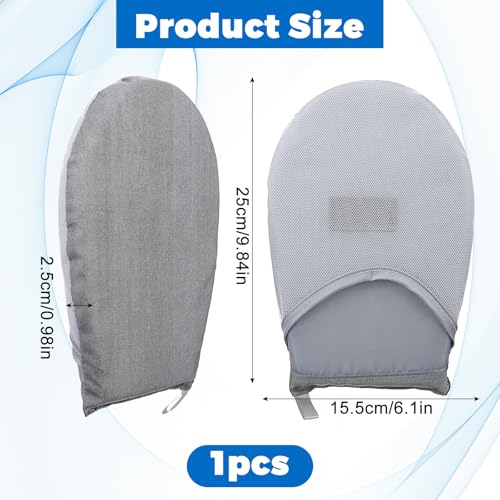 Mabor 1 Stück Steamer Handschuh Hitzebeständiger Bügelhandschuh für Dampfglätter Rund Zehenpartie Hitzeschutzhandschuh Bügelhilfe mit Fingerschlaufen - Memory Schaum, Grau(Dicke 2,5cm)