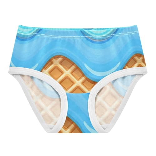 Toddler Underwear Floral 2t Cotton Little Girl Panties Durable Briefs Girls Undies Waffle Splash Blue