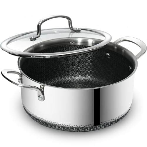 Image of USELUCK Nonstick 5-QT Saucepan with Glass Lid,Stainless Steel Pot