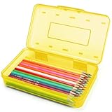 Nuozme Plastic Translucent Pencil Box,Pencil Cases with Snap-Tight Lid for Pens, Pencils, School Supplies,Office Supplies, 1 Pack, Standard Size