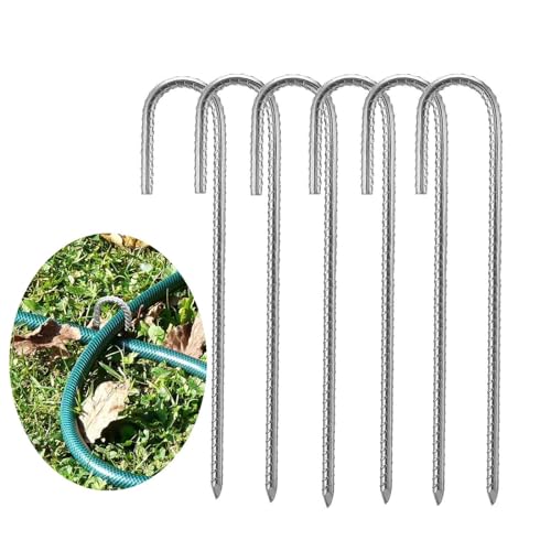Jecarden 6 Stück Erdanker Bodenanker - 30 cm Metall Heringe Heavy Duty für Zelten, Vordächern, Schuppen - Verzinkter Zeltnagel Bauanker