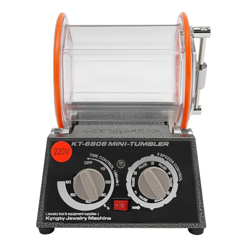Polisseuse rotative pour bijoux 60 W – Mini polisseuse à tambour / moulin à billes, polisseuse de table avec 5 vitesses de rotation pour le polissage des bijoux